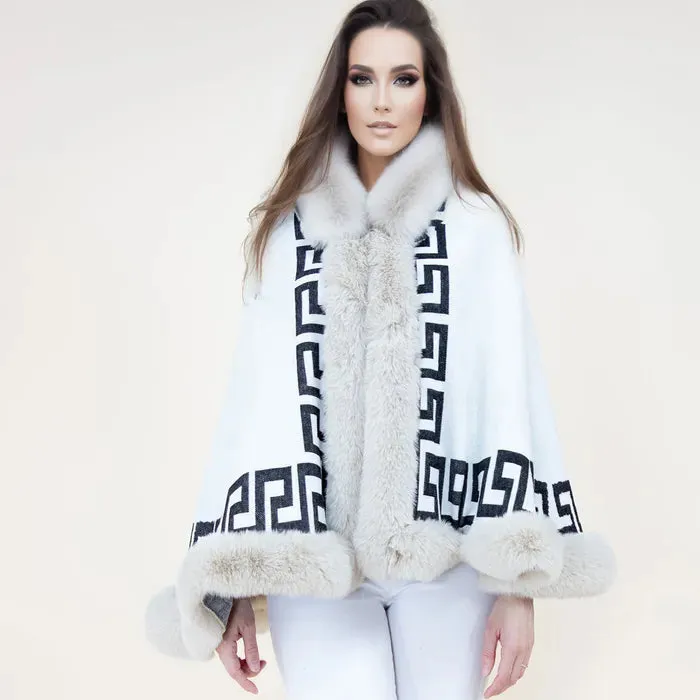 Shawl Cape Ruana  Fur Wrap for Women