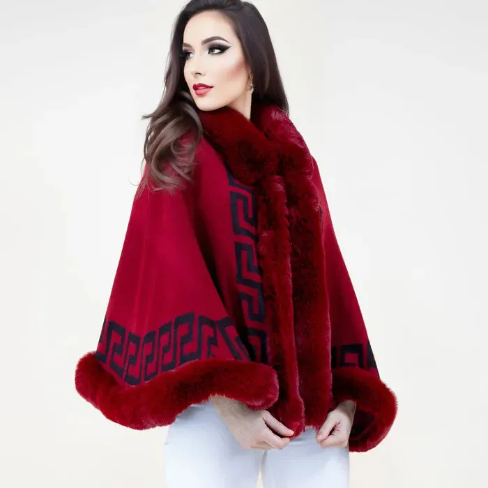 Shawl Cape Ruana  Fur Wrap for Women