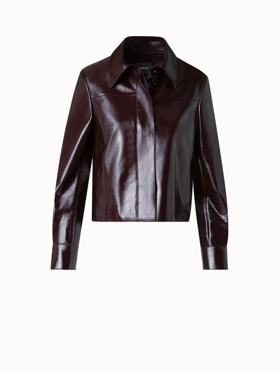 Short Leather Jacket in Lacquer Leather