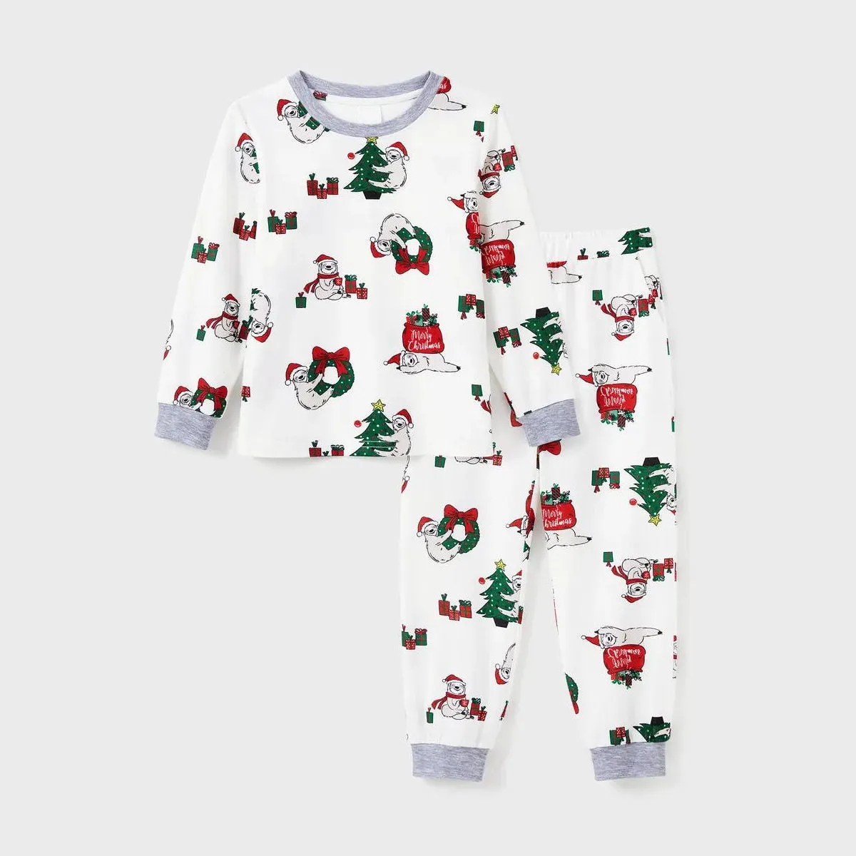 Sloth Family Christmas Pajamas Allover Christmas Pattern Wreath Gift