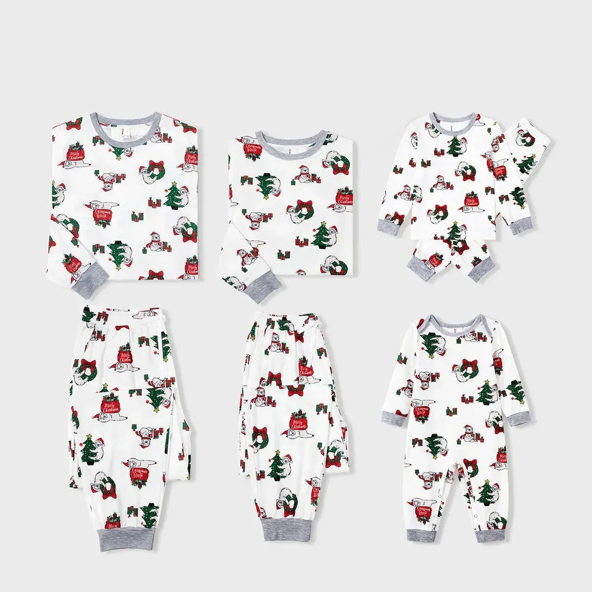 Sloth Family Christmas Pajamas Allover Christmas Pattern Wreath Gift