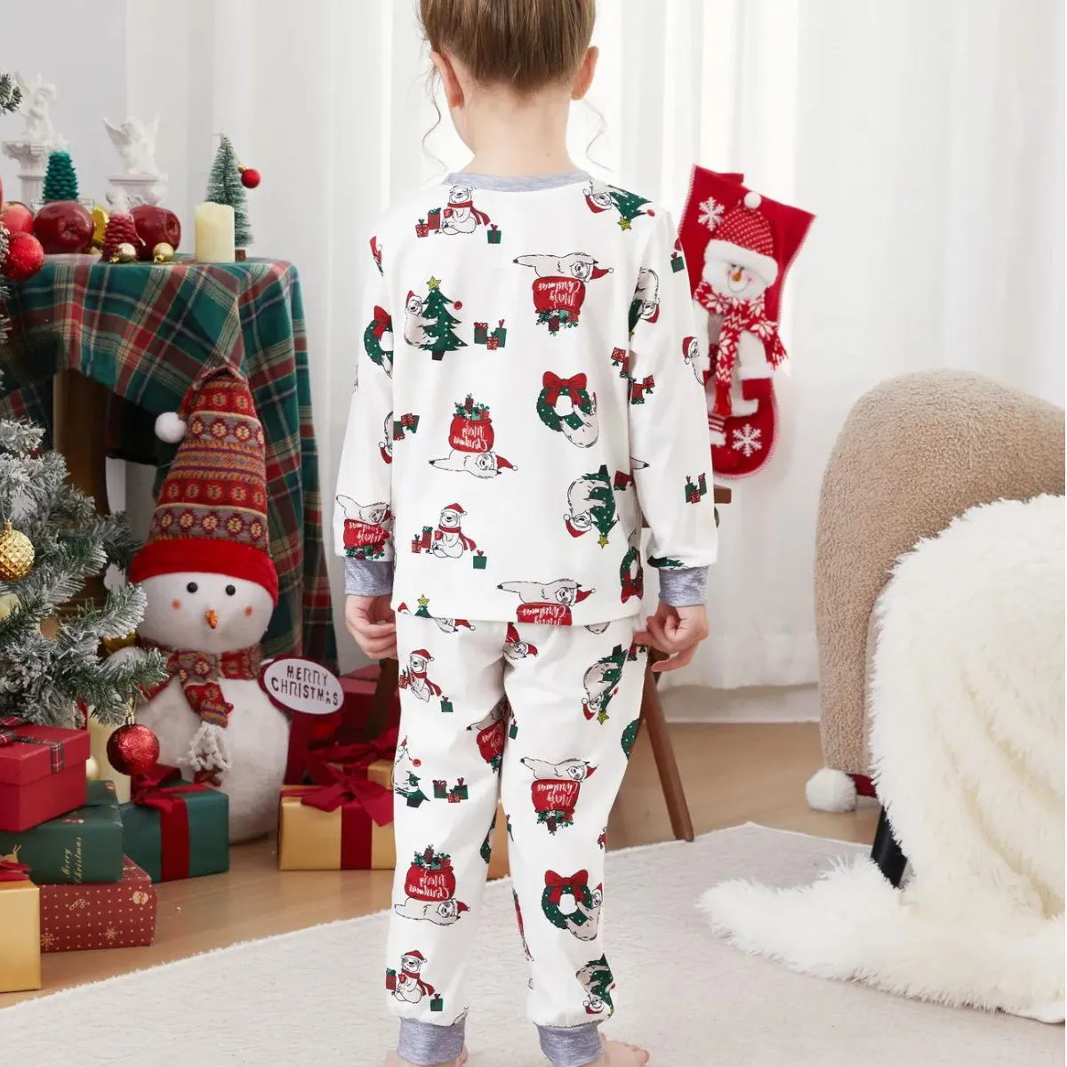 Sloth Family Christmas Pajamas Allover Christmas Pattern Wreath Gift