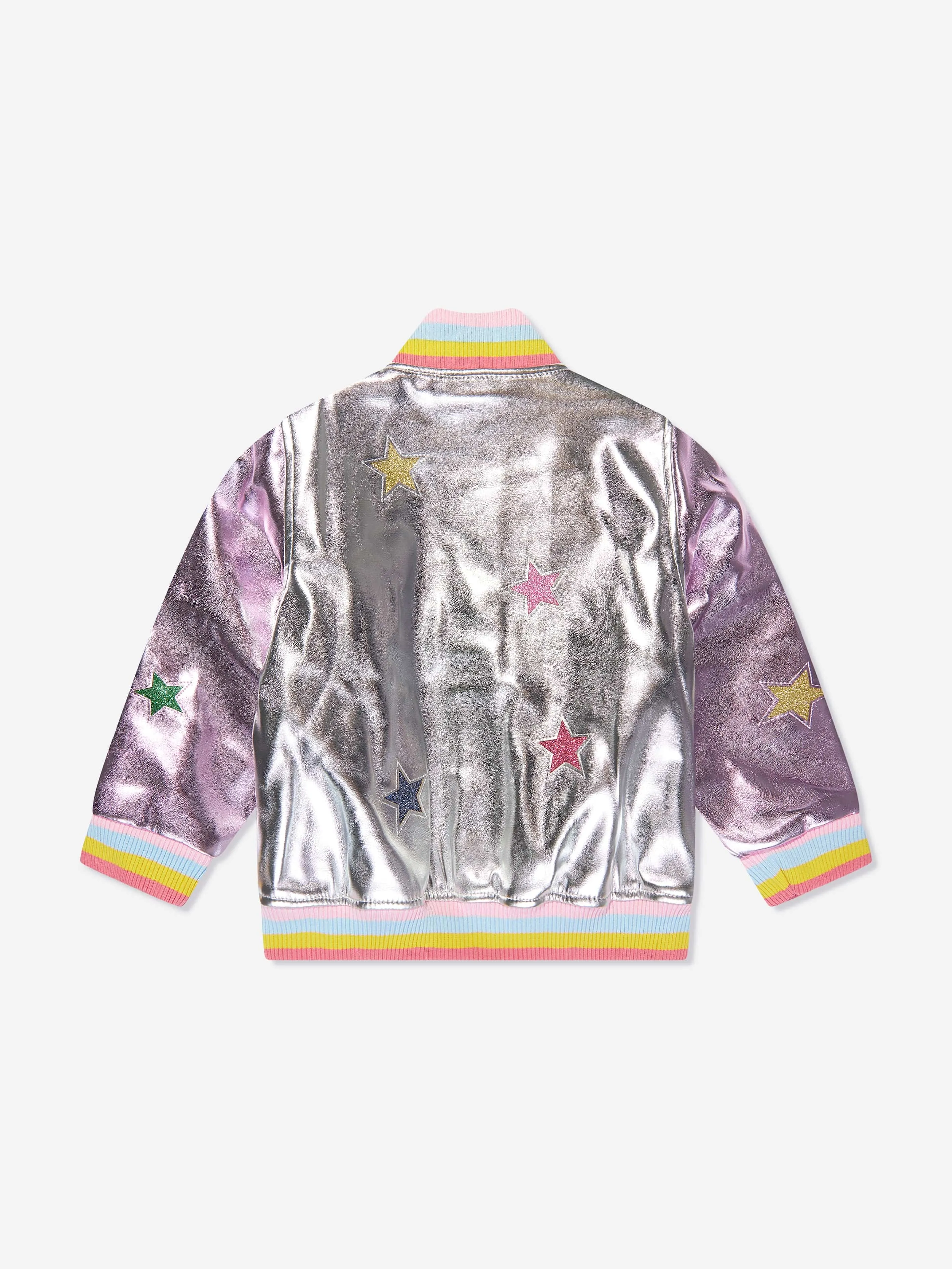 Stella McCartney Girls Star Varsity Jacket in Silver