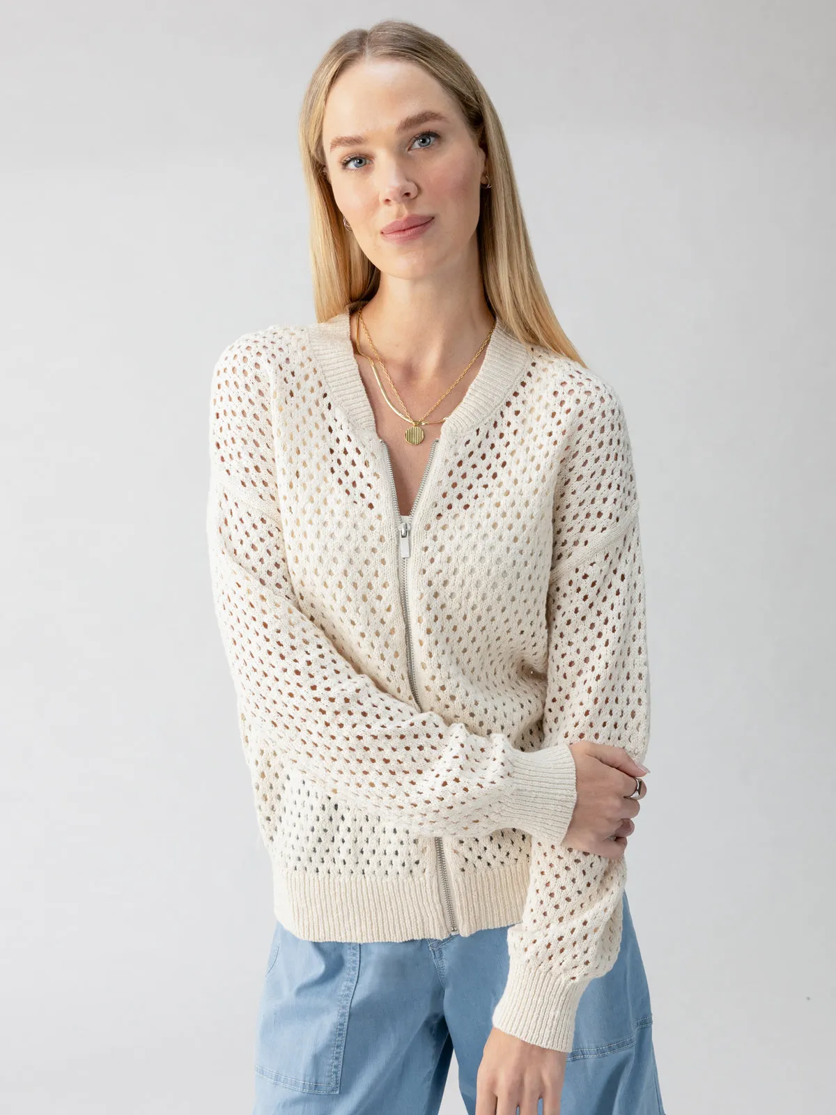 Stepping Out Bomber Sweater Jacket Eco Natural