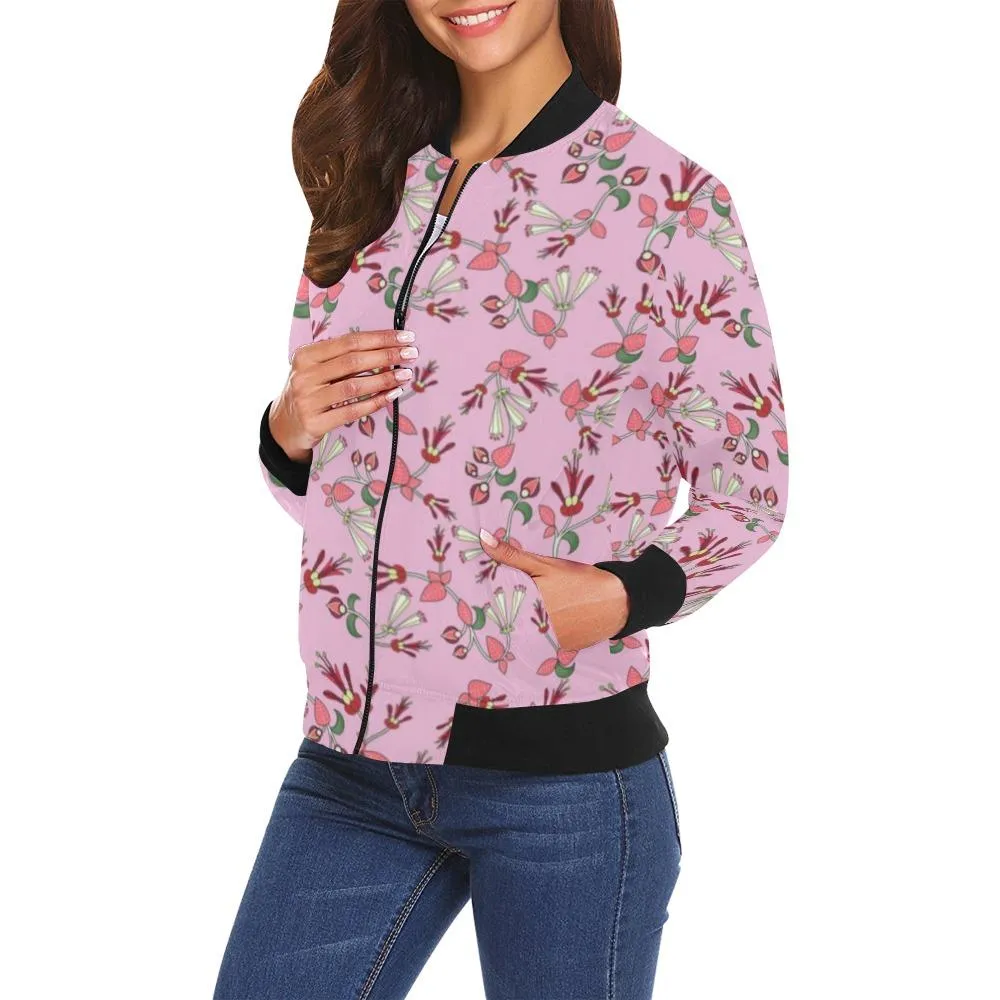 Strawberry Floral Bomber Jacket for Women