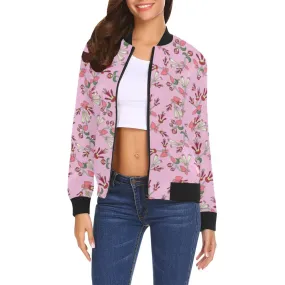 Strawberry Floral Bomber Jacket for Women