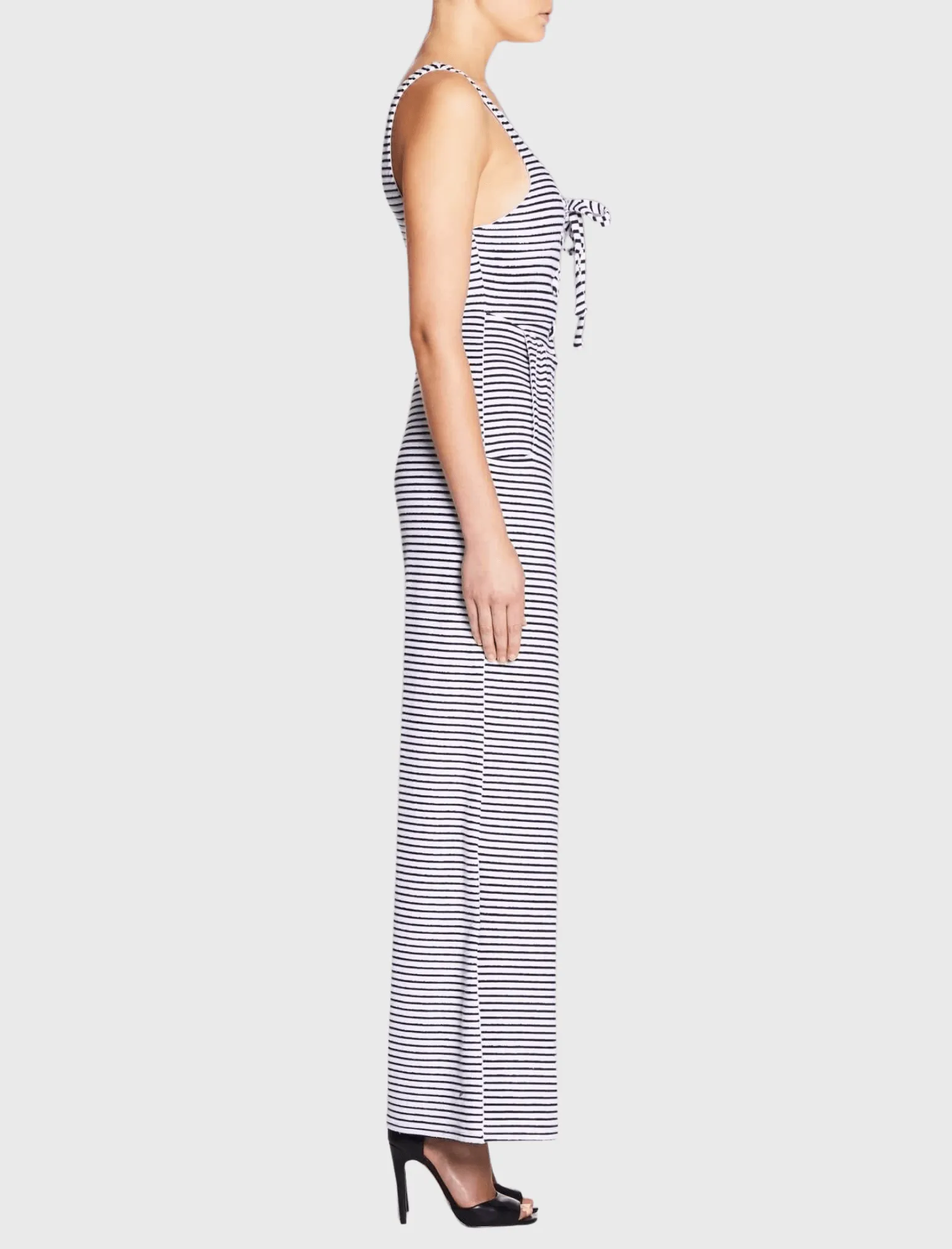 Stripe Lace Up Front Jumpsuit