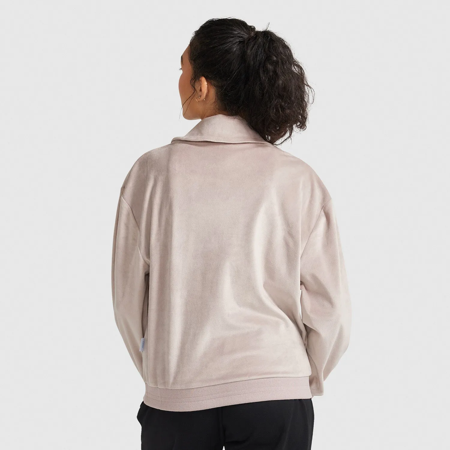 Taupe Velour Half Zip Pullover