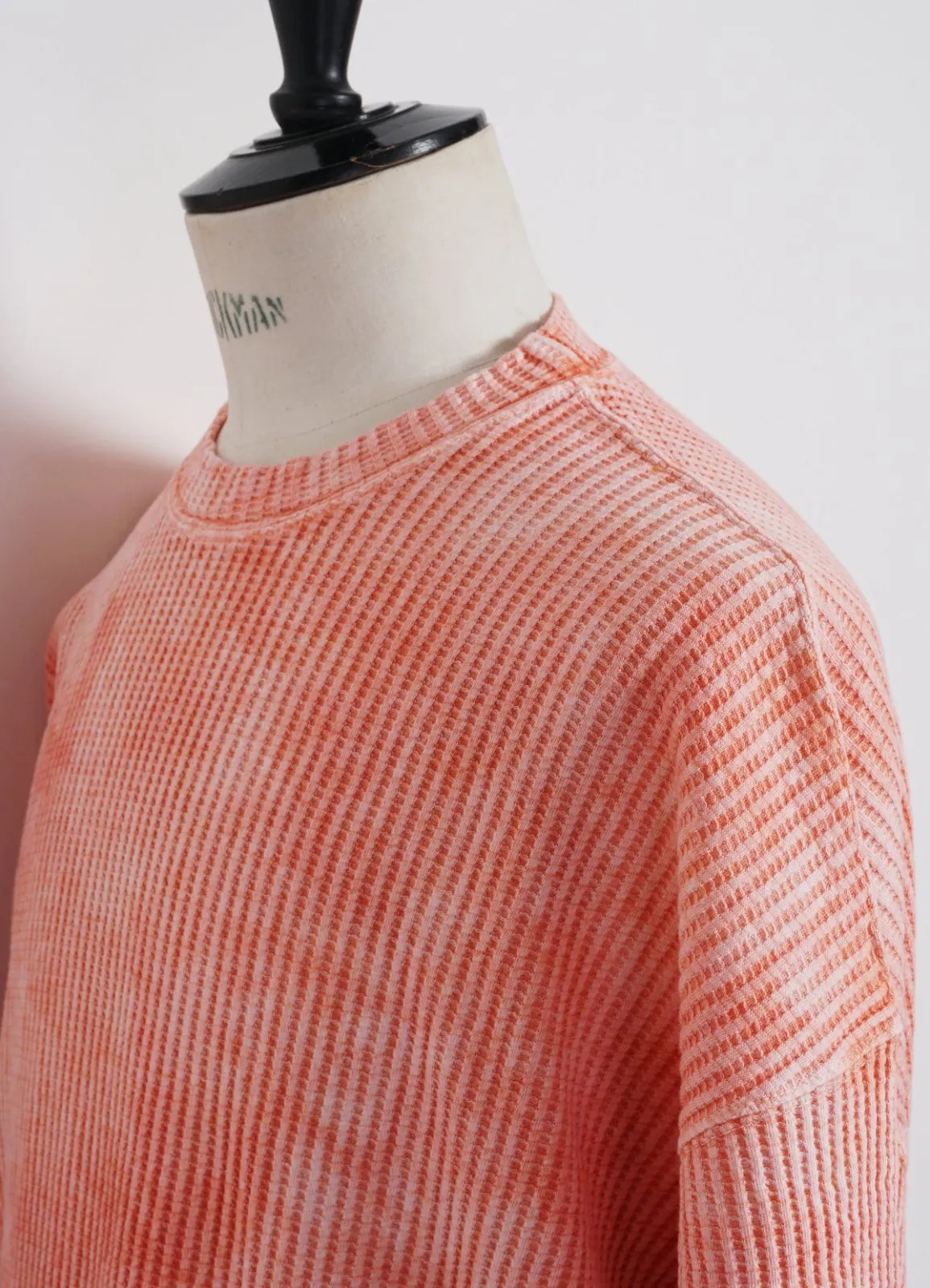 TIE DYE T-SHIRT | Enzyme & Silicon Washed Thermal Crewneck | Pink