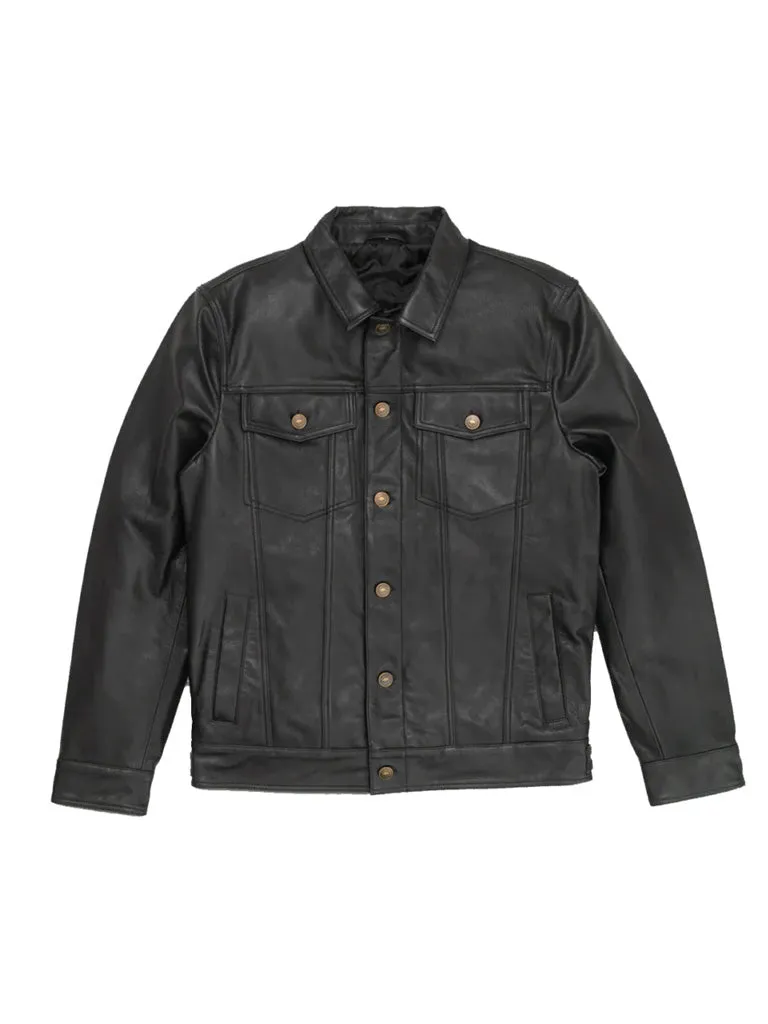 Trucker Style Genuine Leather Jacket