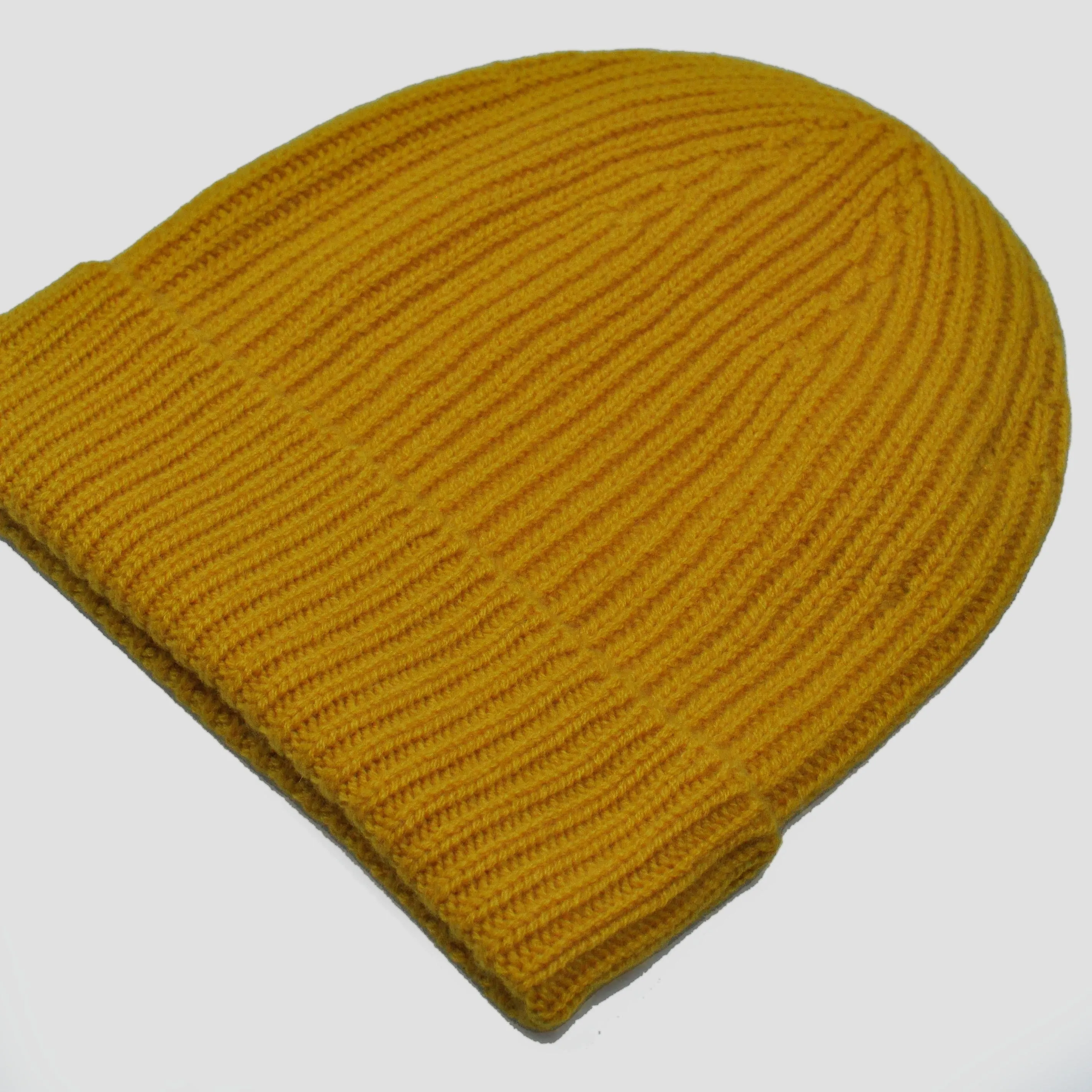 Two Ply Cashmere Winter Beanie in Mustard