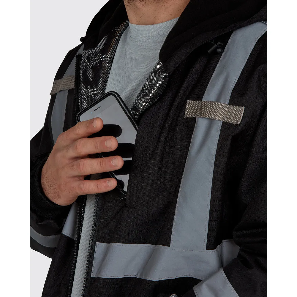 Utility Pro Black Reflective Waterproof Bomber Jacket - UPA889