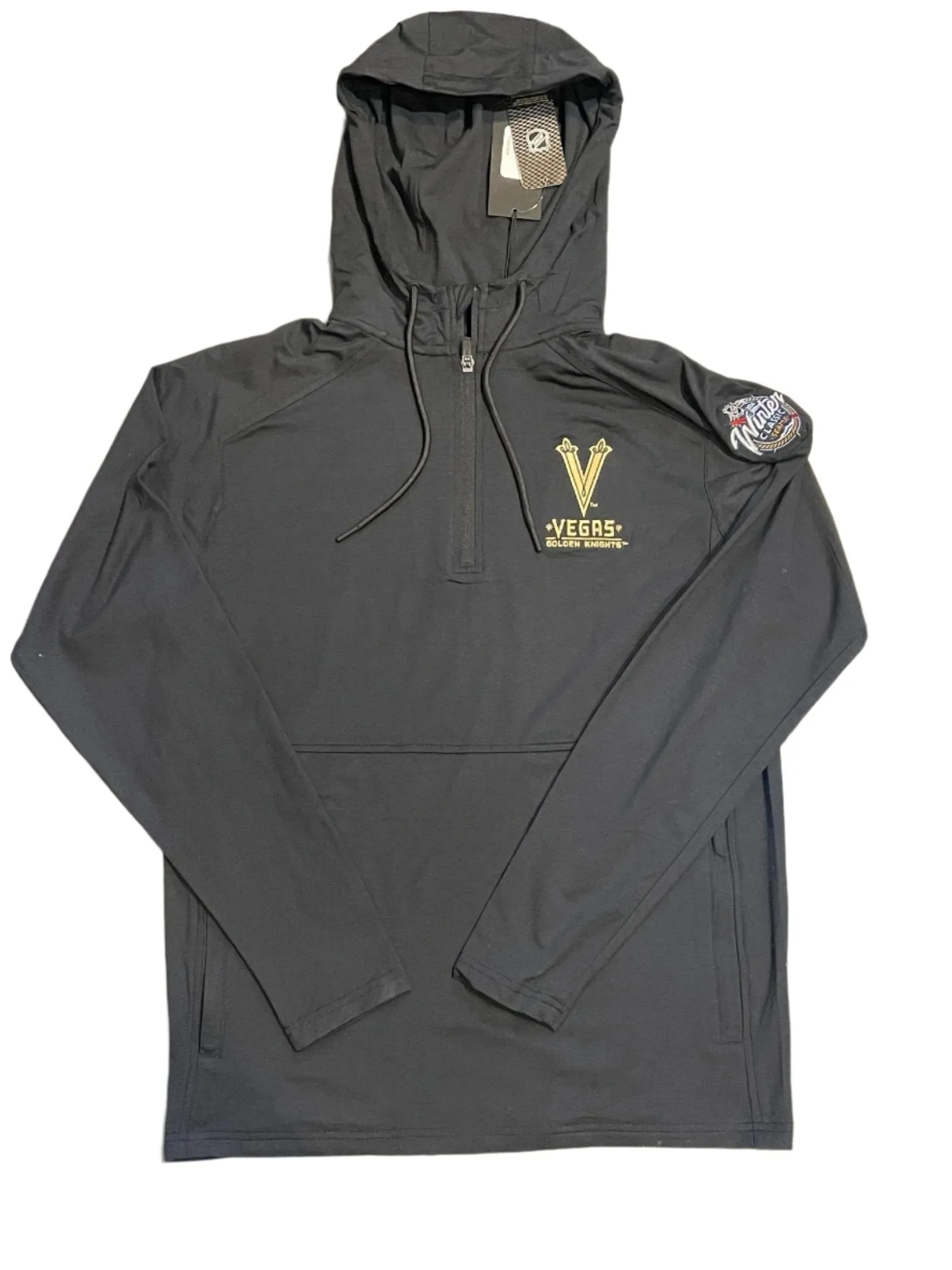 Vegas Golden Knights Spikes 1/4 Zip Winter Classic Pullover Hood - Black