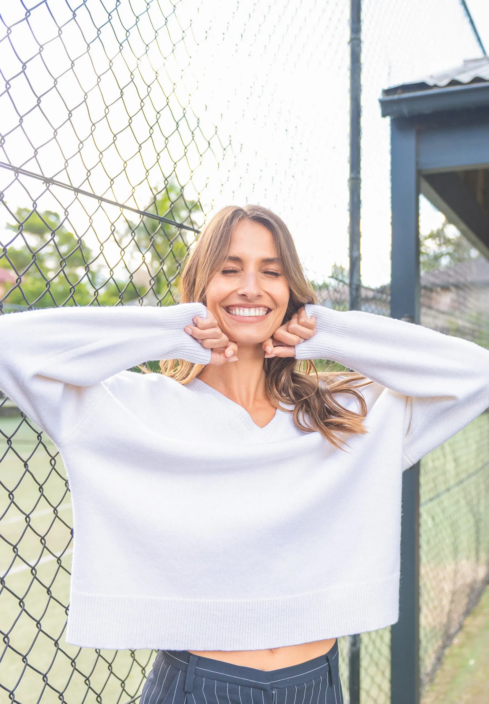 Viola White Relaxed Merino Wool Sweater