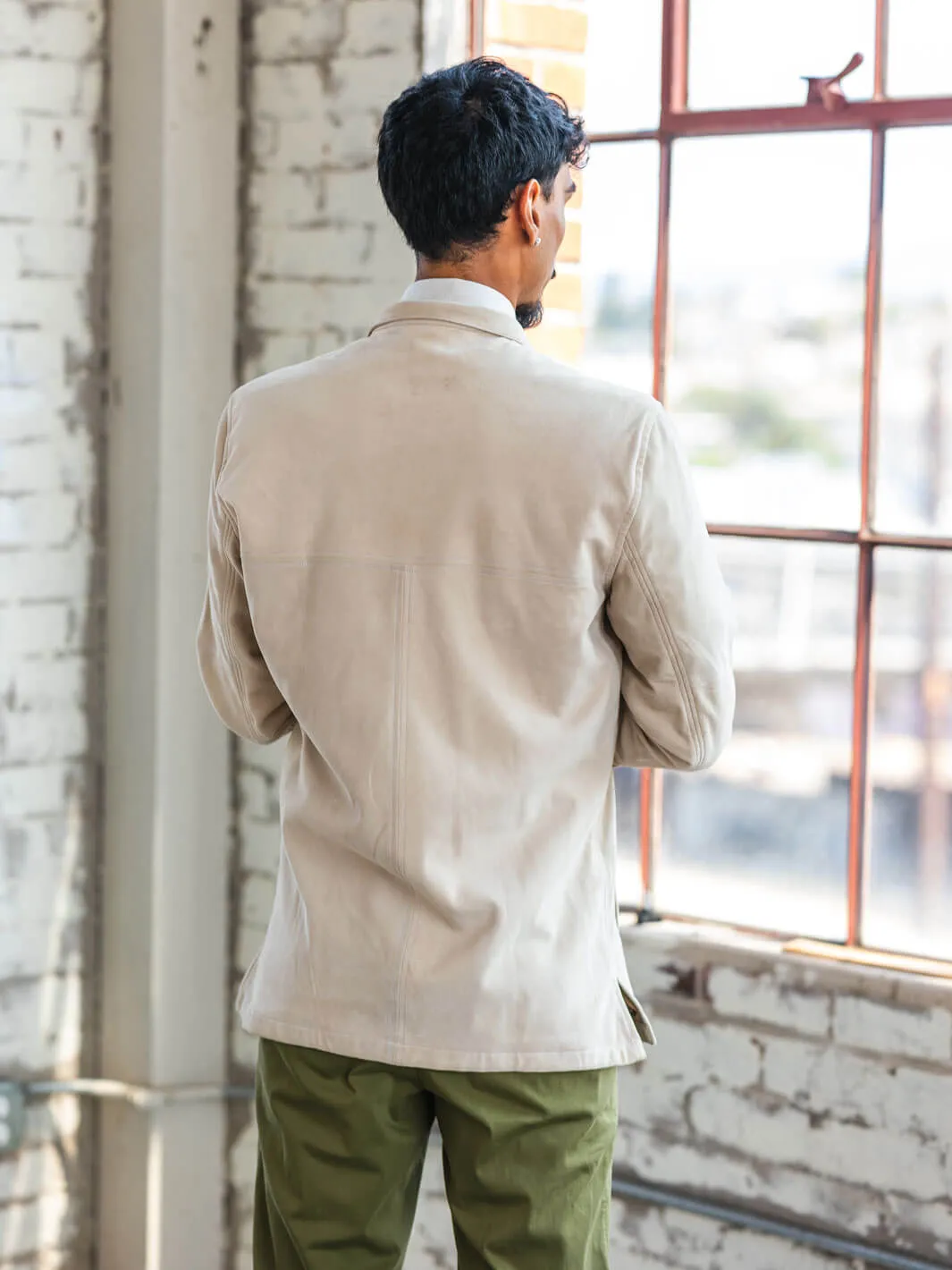 White Suede Bomber Jacket