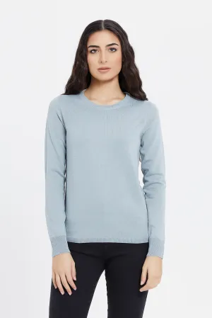 Women Blue Basic Pullover