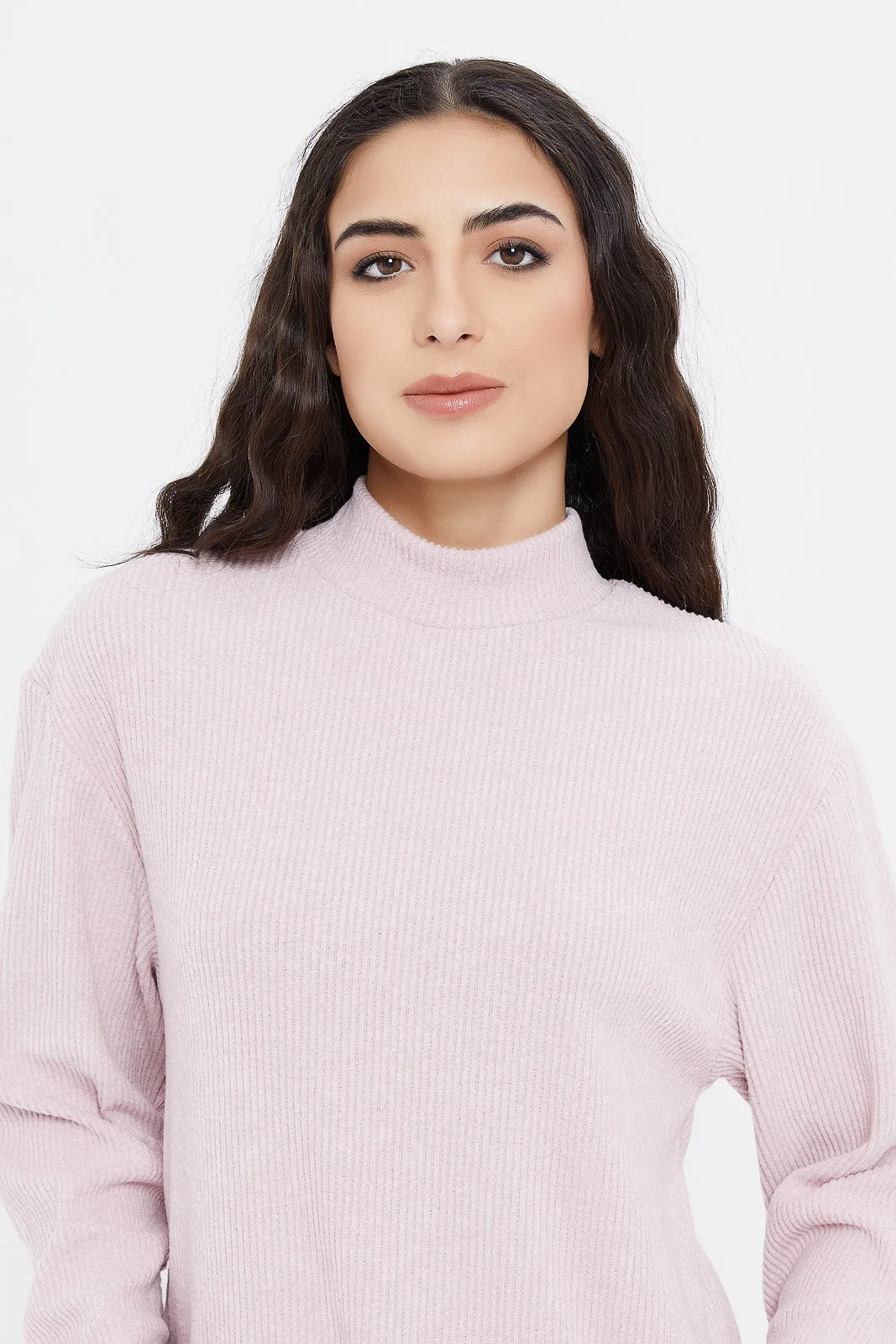 Women Pink Knitted Pullover