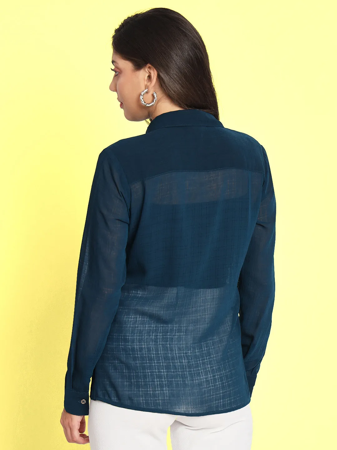 Women's Casual Blue Check Shirt