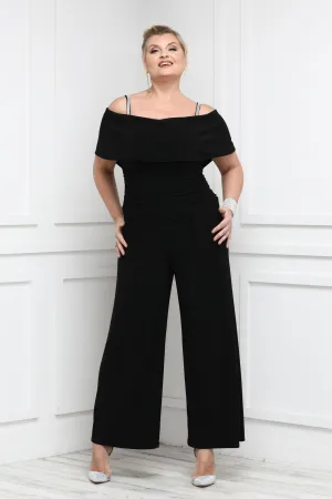 Women's Cold Shoulder Ruched Waist Jumpsuit - Wedding Guest Outfit