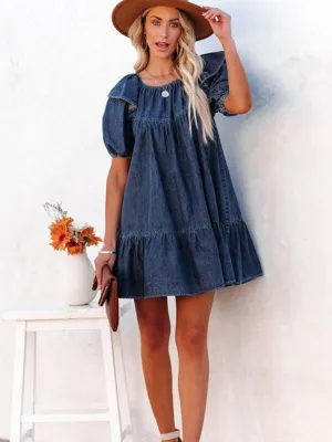 Women's new loose casual ruffle short dress