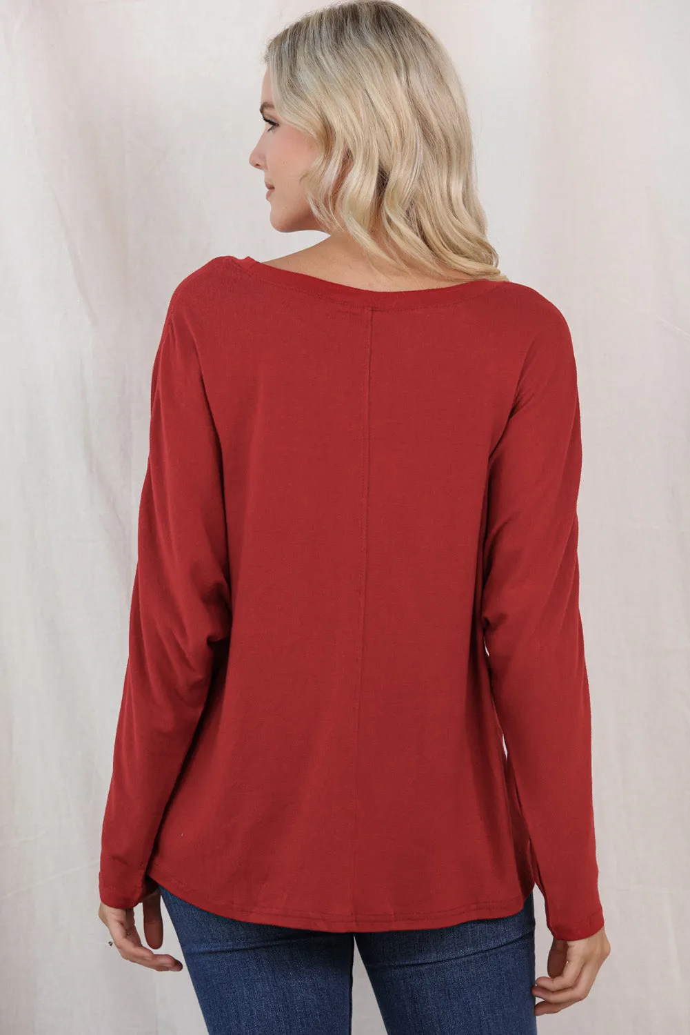 Women's Solid Color Patchwork Long Sleeve Top