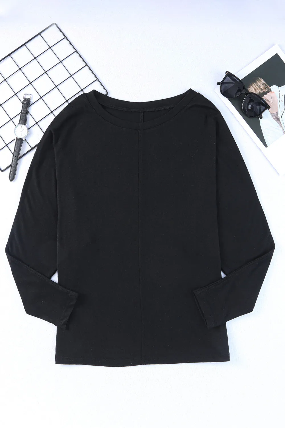 Women's Solid Color Patchwork Long Sleeve Top