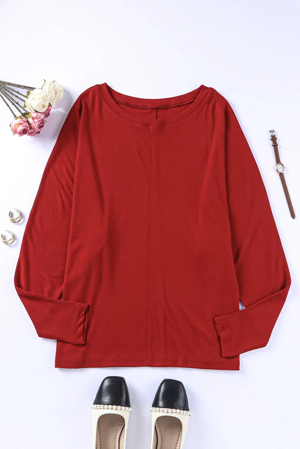 Women's Solid Color Patchwork Long Sleeve Top