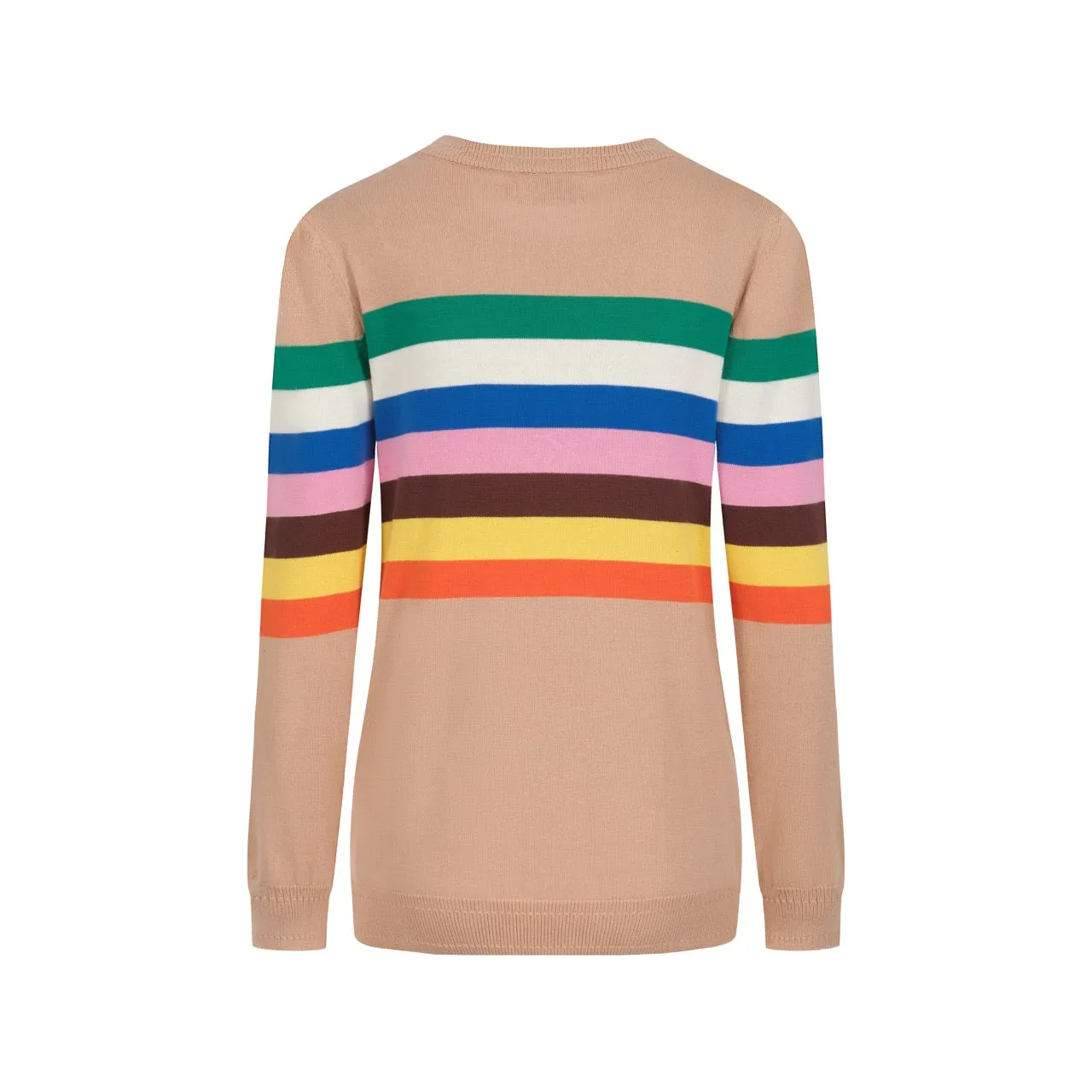 Women's vintage khaki striped knitted long-sleeved T-shirt