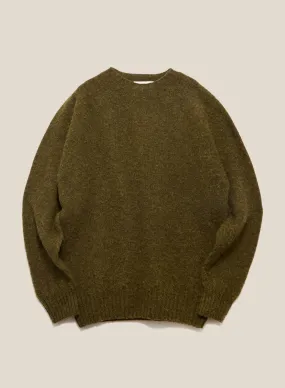 YMC Mens Suedehead Crew Knit Dark Green